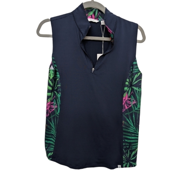 Lady Hagen Patterned Sleeveless Athletic Top Zip NWT Size M - Picture 1 of 7